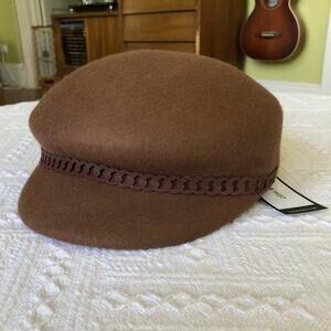 NEW Nine West 100 % Wool Brown Newsboy / Baker-Boy Cap Hat, One Size
